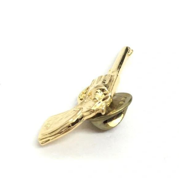 3/$30 VINTAGE REVOLVER GUN TIE TACK LAPEL PIN GOLD TONE WESTERN COWBOY - Picture 10 of 14
